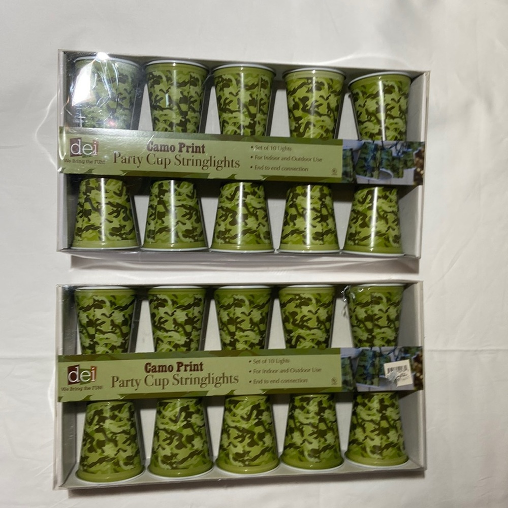 String Lights. End to End Connection. Camouflage Print. New in the Box. 2 Sets.